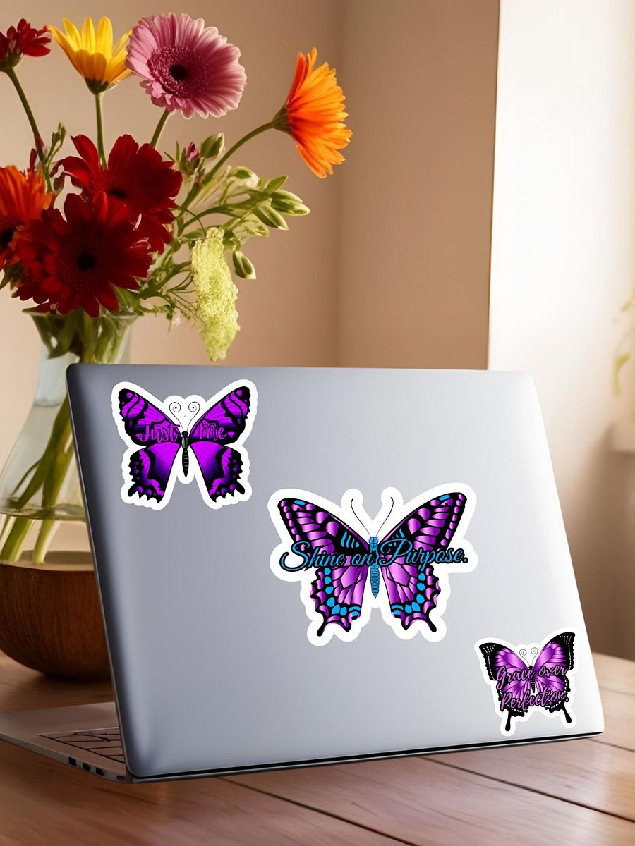 Grace over Perfection – Purple Butterfly Inspirational Quote Sticker product image (9)