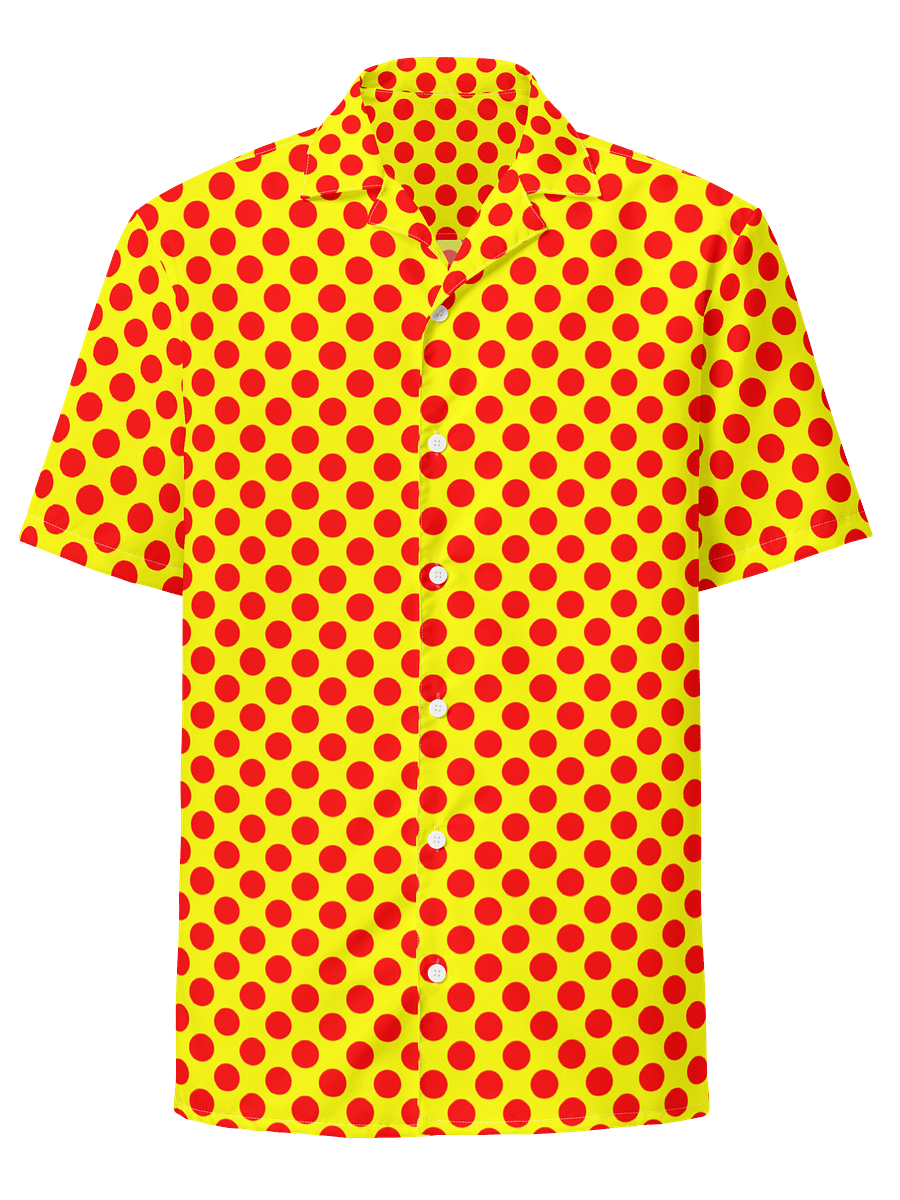 Red Polka Dots on Yellow Hawaiian Shirt product image (1)