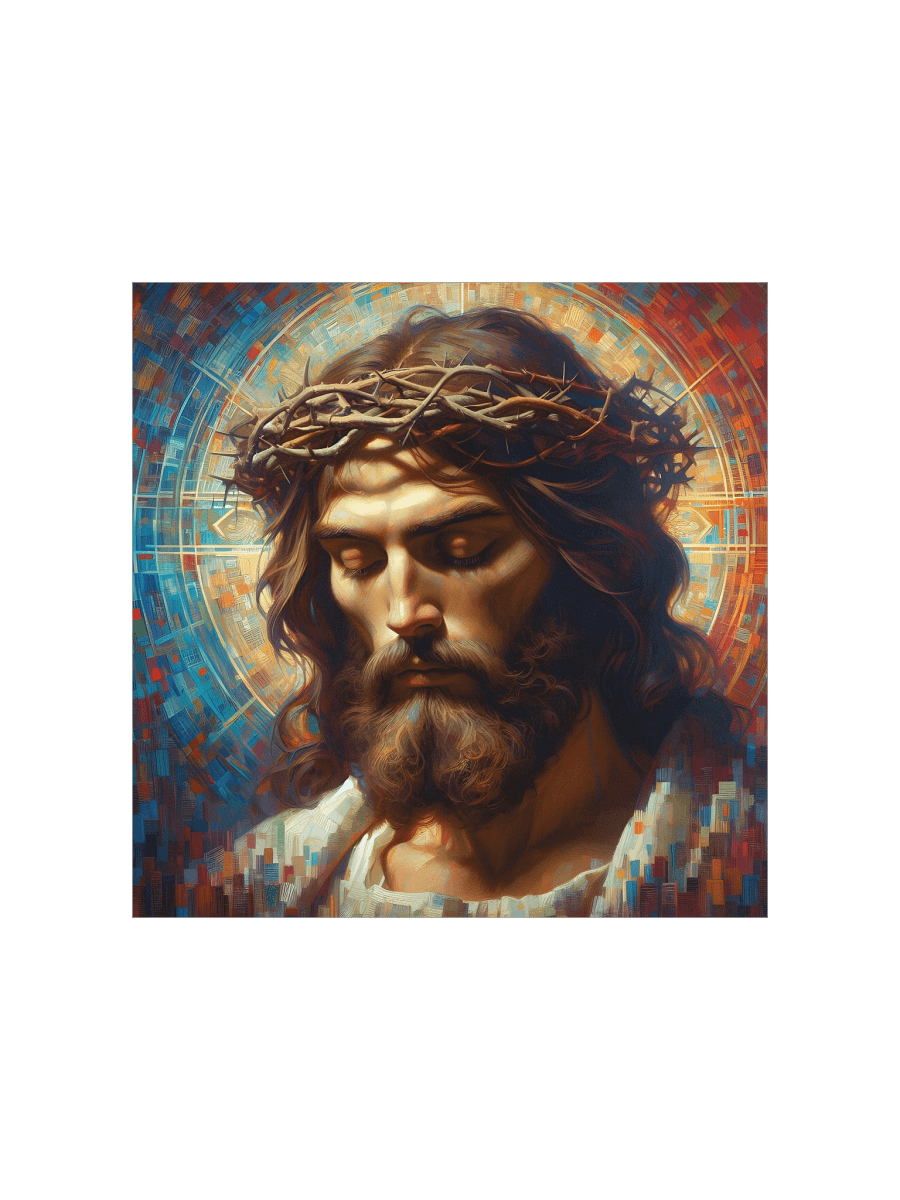 Jesus Christ Mosaic Crown of Thorns Wall Art | Modern Christ Art Canvas Print for Home & Church product image (3)