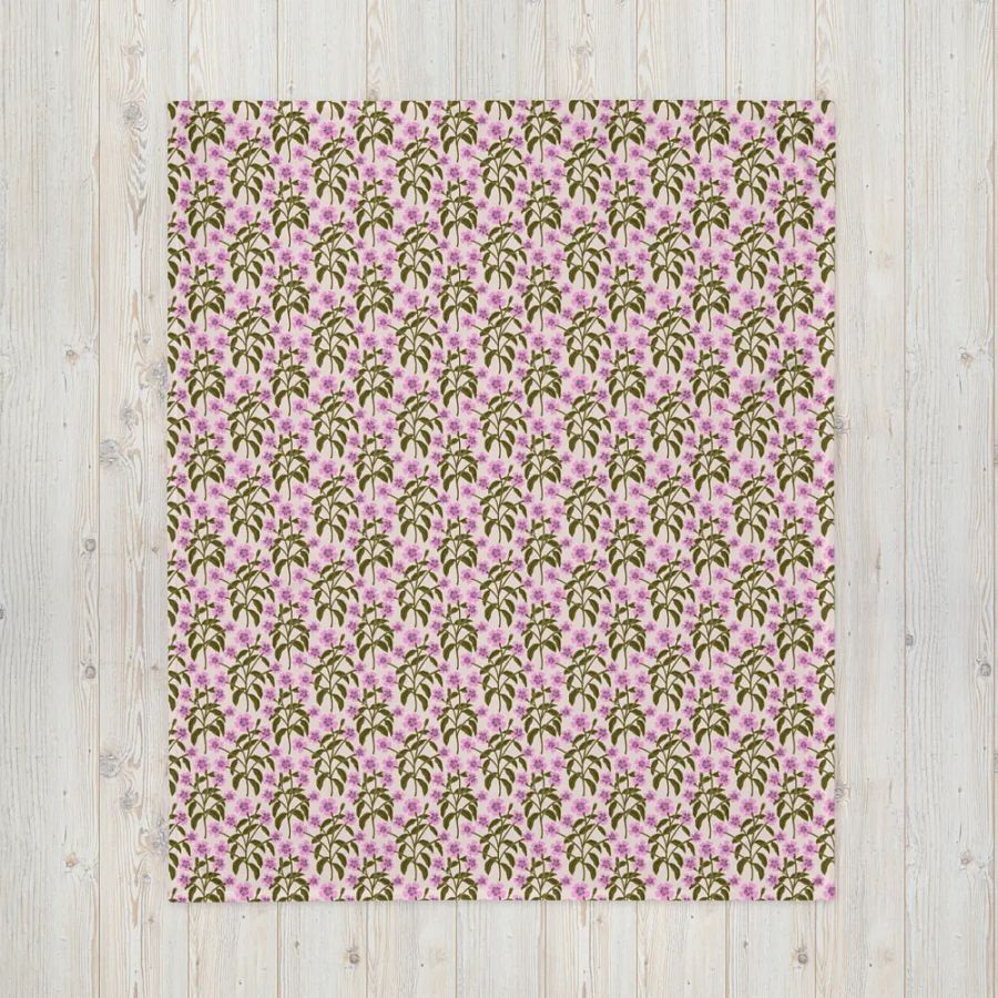 Campion Trails - Pink and Forest Green - Throw Blanket product image (4)