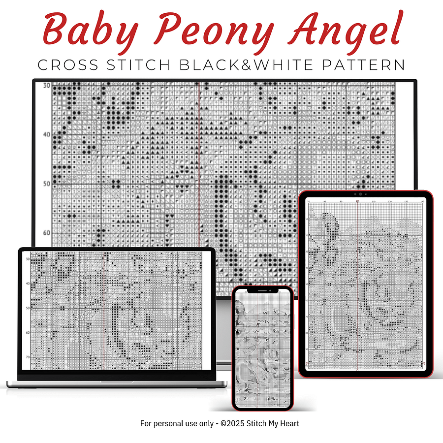Baby Peony Angel Cross Stitch Pattern product image (4)