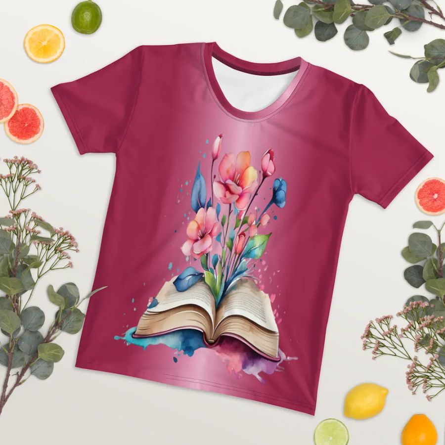 Floral Book All Over Print T-shirt product image (7)