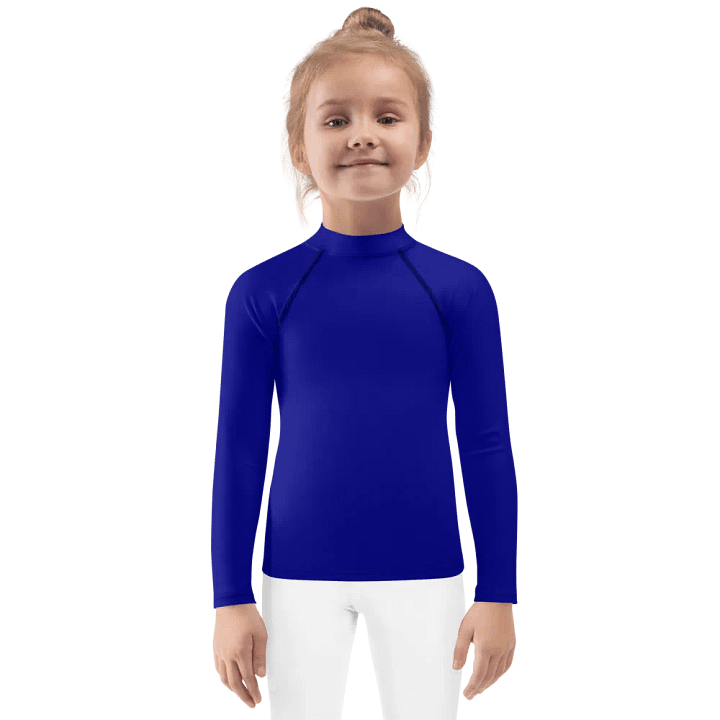 Kids Plain Color Navy Blue Rash Guard product image (1)