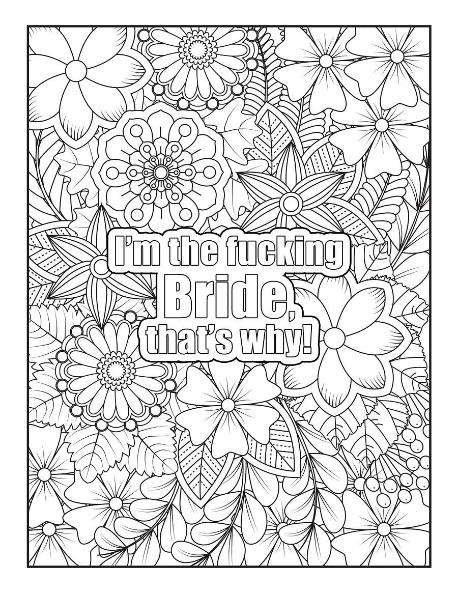 I'm Not A Fucking Bridezilla, Bride to Be Swear Word Coloring Book | Printable | Cuss Words | Sweary Phrases | Curse Words product image (4)