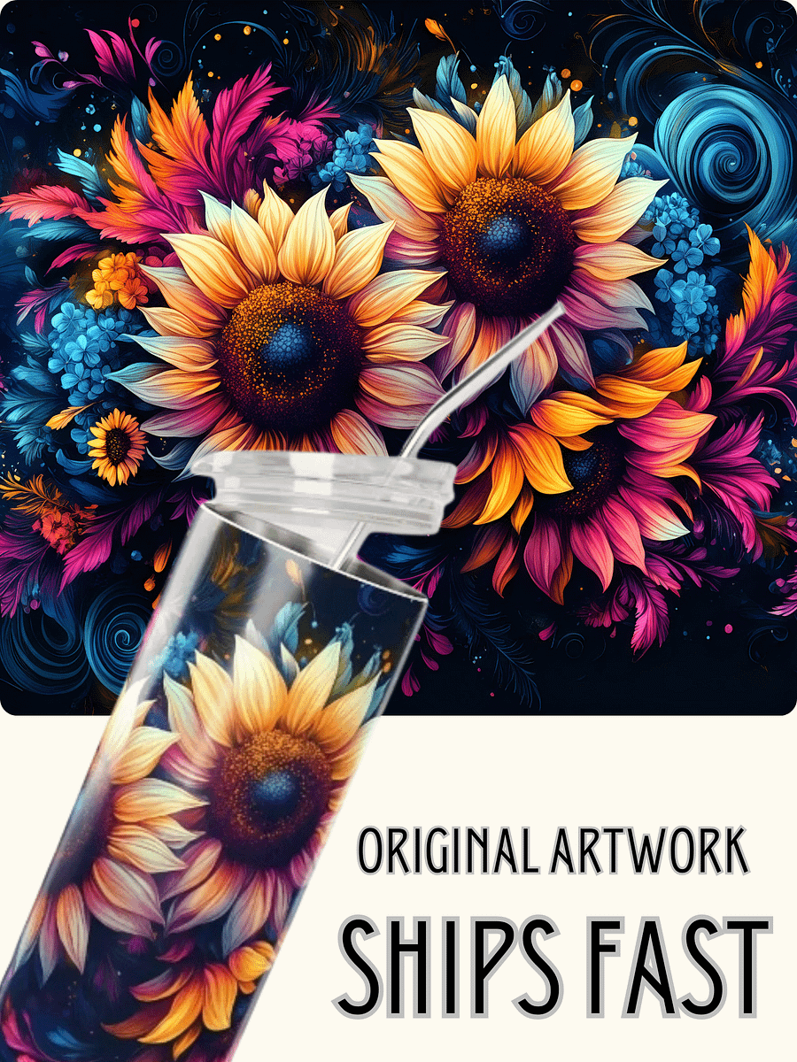 Sunflower Swirl Stainless Steel Tumbler product image (1)