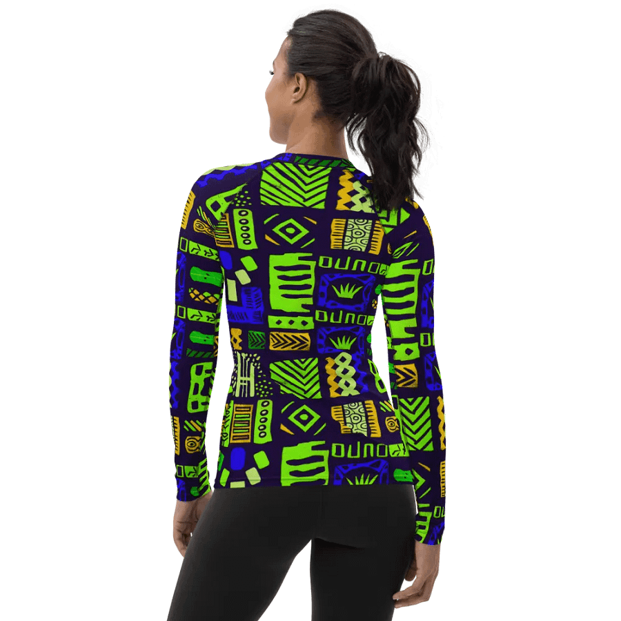 Heritage Waves: African Traditional Pattern All-Over Print Women's Rash Guard" product image (2)