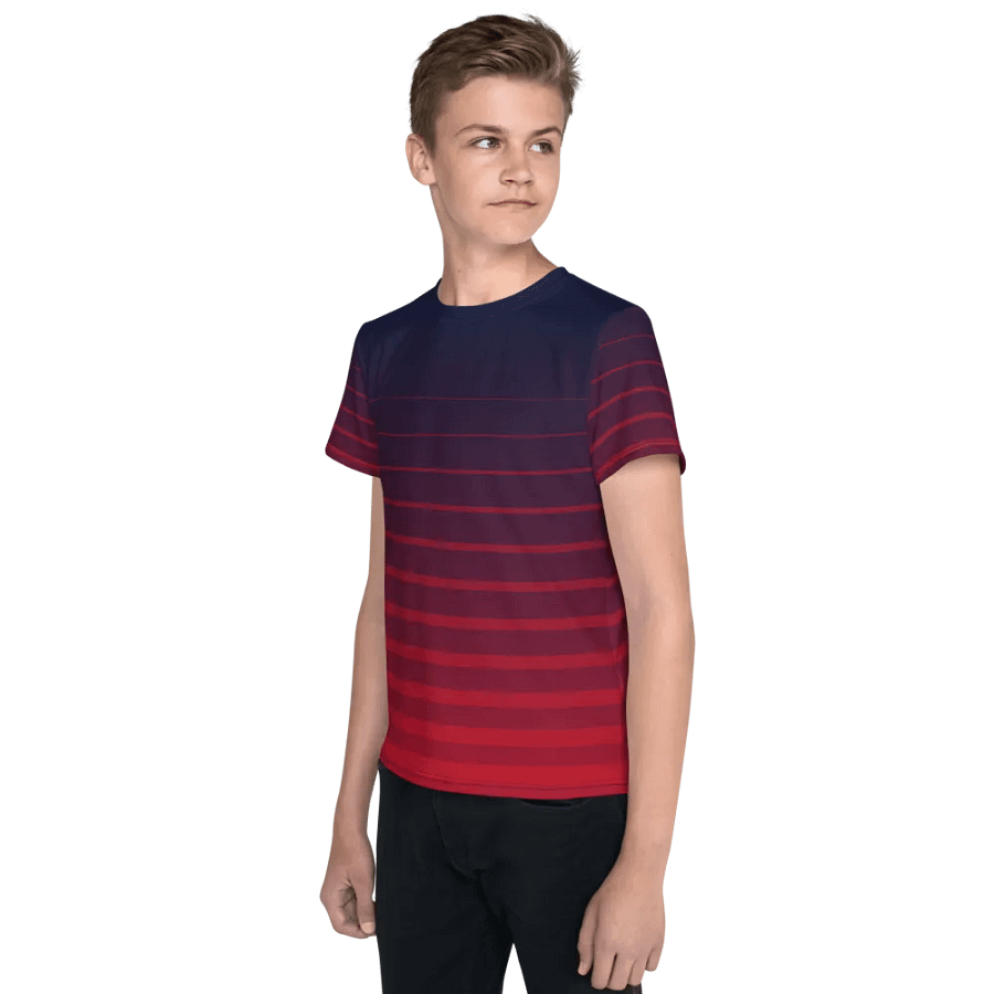 Navy to Red Gradient Striped Tee product image (4)