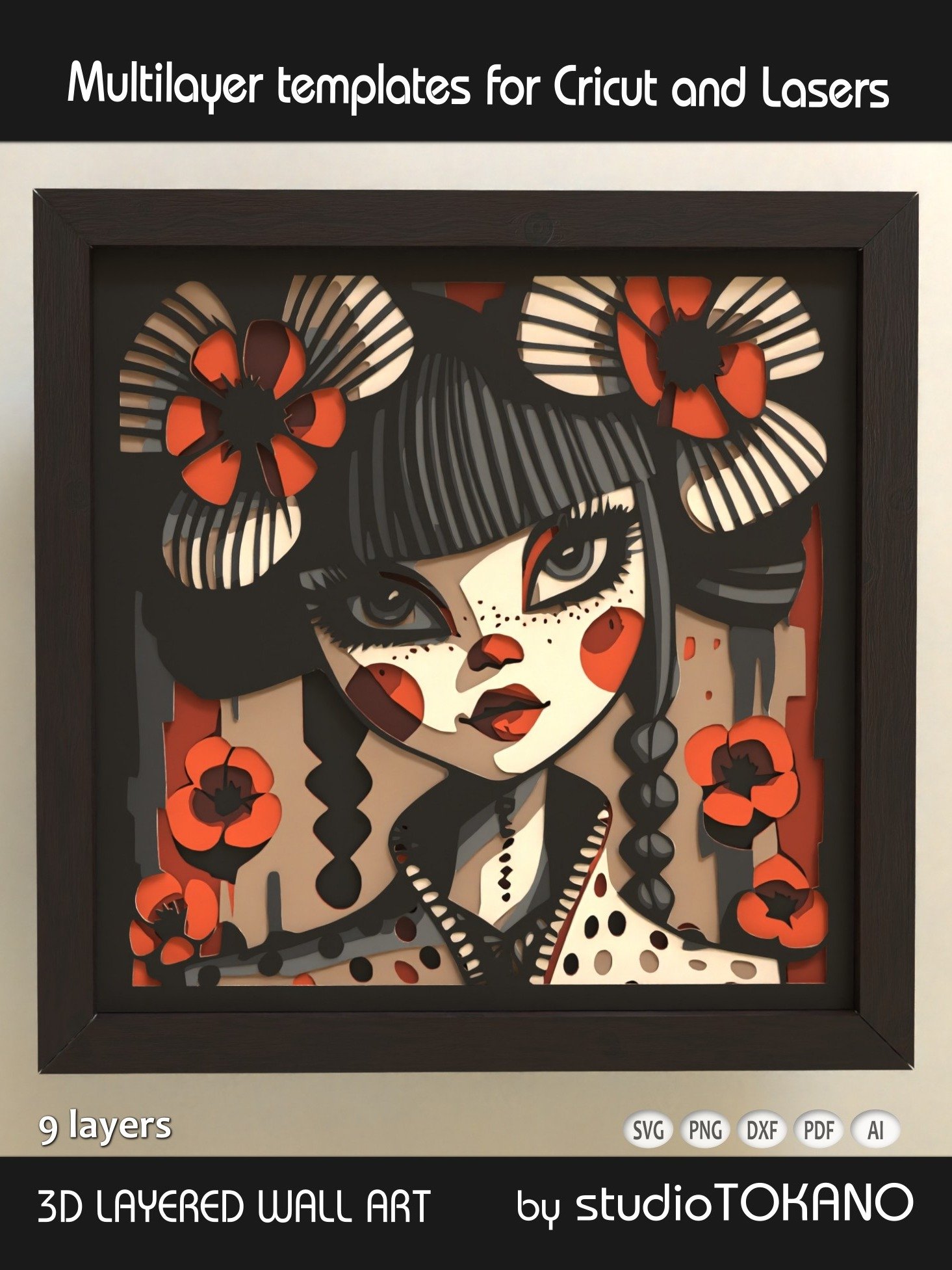 Poppy Girl 3D Shadow Box SVG product image (1)