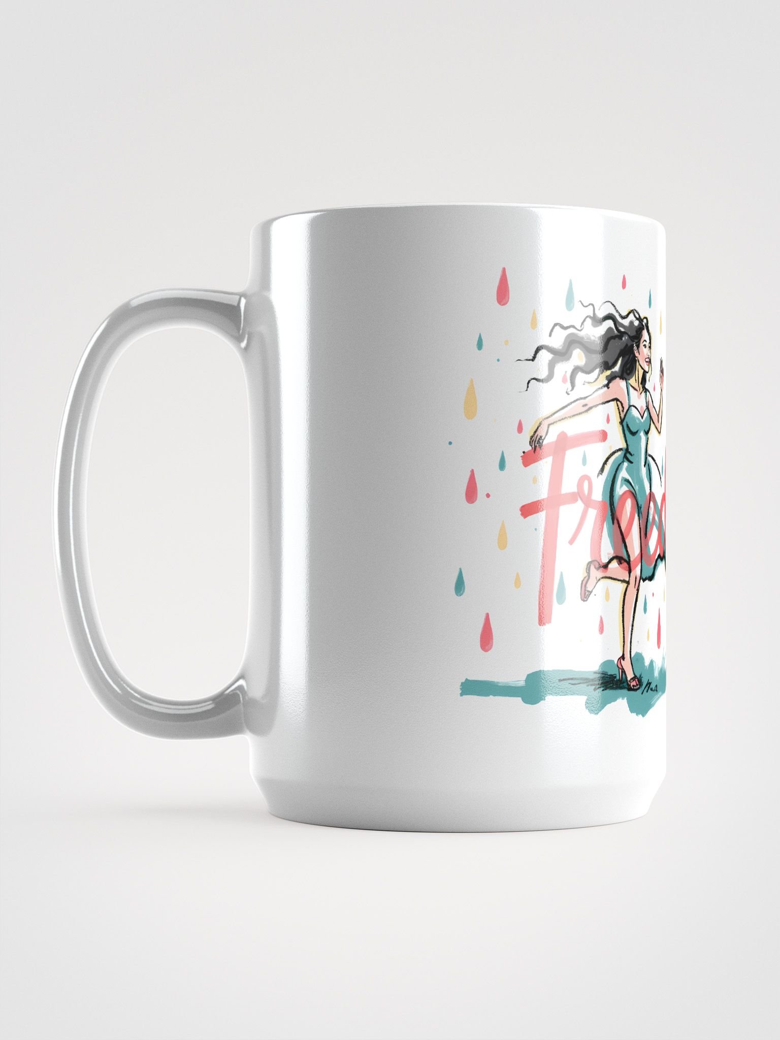 Rainy Day Freedom Poster | Whimsical Dance Art Print Glossy Mug product image (6)