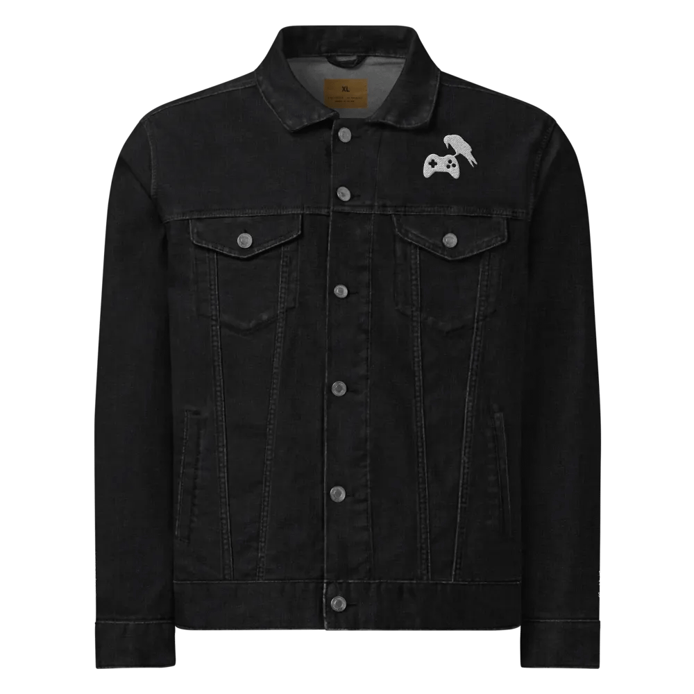Goth Gamer Black Denim Jacket with Crow & Controller Embroidery product image (7)