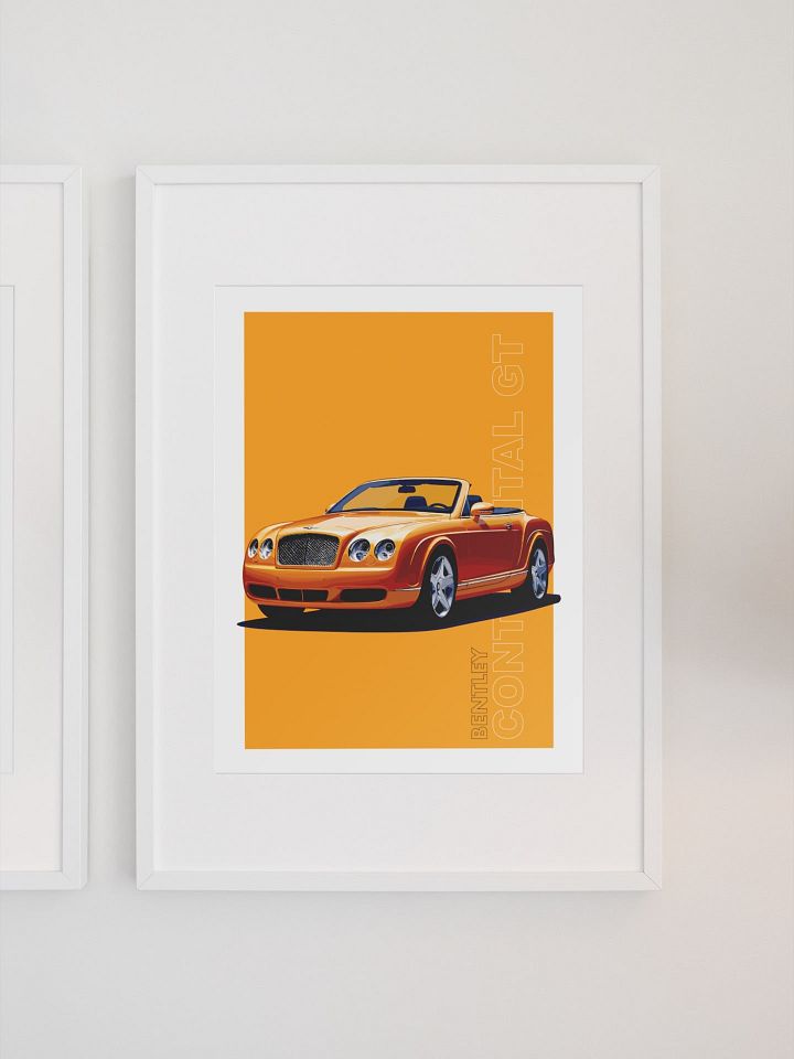 Luxurious Bentley Continental GT Poster, Sleek Convertible Sports Car Art, Exotic Automobile Illustration, Car Enthusiast Wall Decor product image (1)