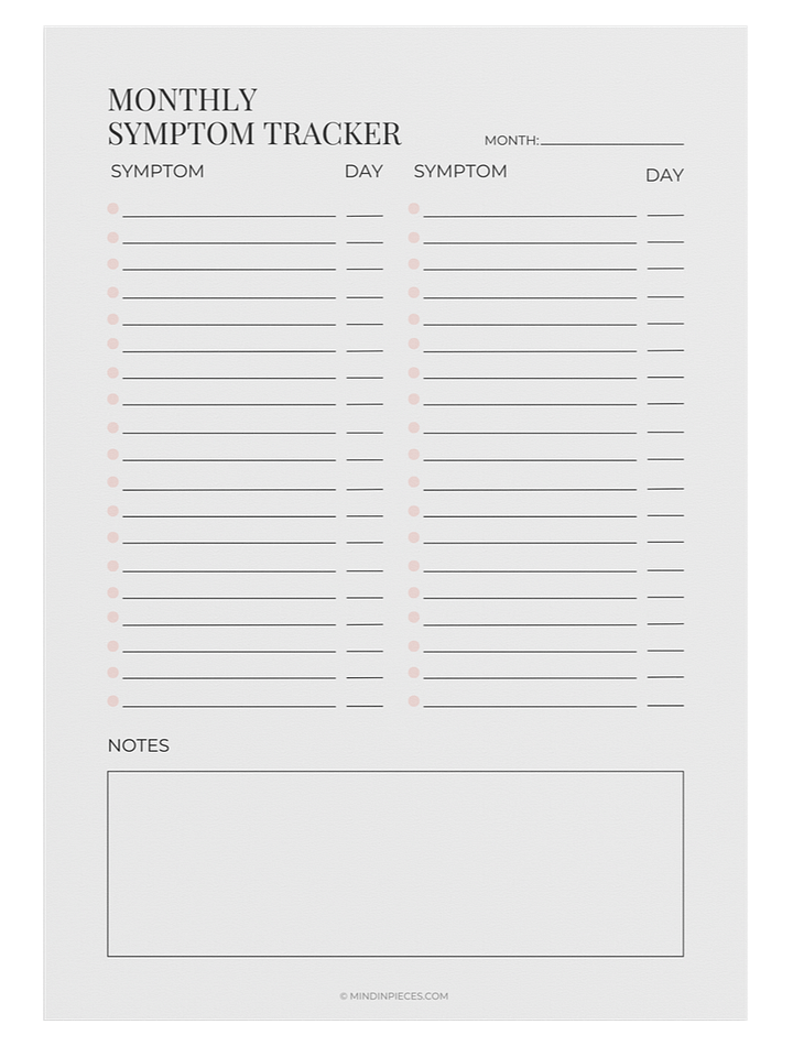 FREE Monthly Symptom Tracker Printable Digital Download product image (2)