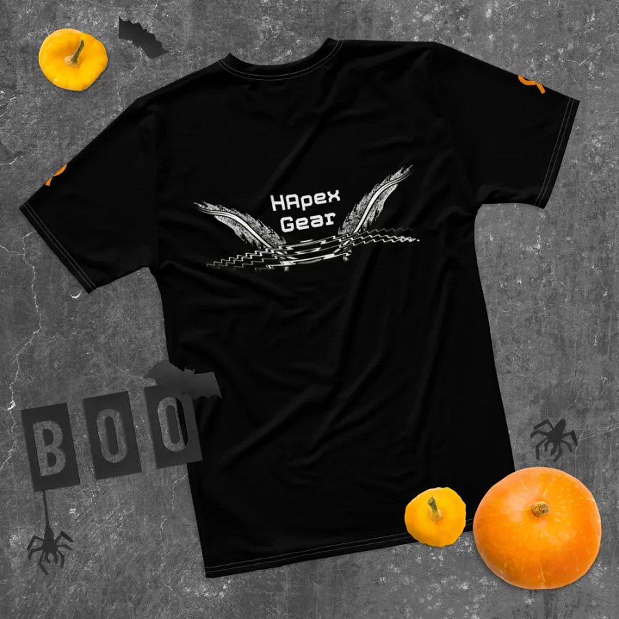 White HApex Gear White Logo Cancer Awareness Orange Ribbon. Black Crew Neck T-Shirt product image (10)