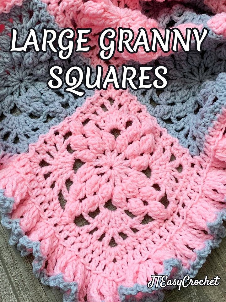 Large Granny Square Baby Blanket CROCHET PATTERN, 3D Textured Throw Blanket Vintage Style product image (2)