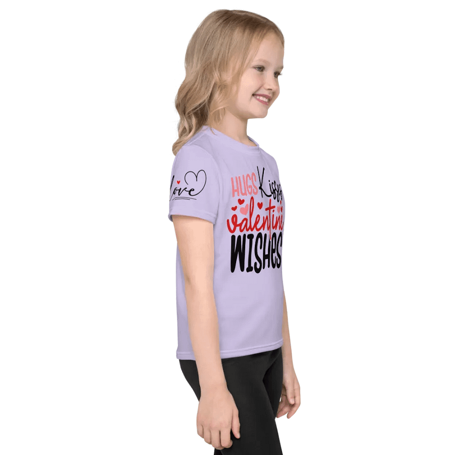 Hugs Kisses Valentine Wishes Kids Crew Neck T-Shirt product image (5)