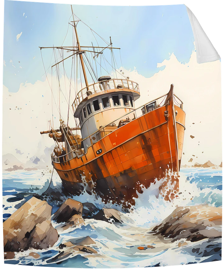 Shipwreck Fishing Boat Throw Blanket product image (1)