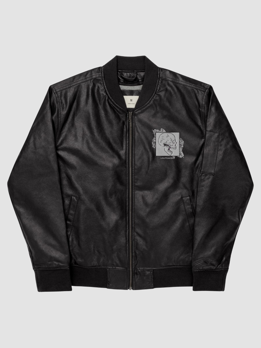 lolitsjaceee Full Logo Emoroidered Faux Leather Bomber Jacket product image (1)