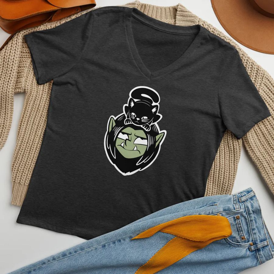 Drafli and Cat Women's V-neck T-shirt product image (7)