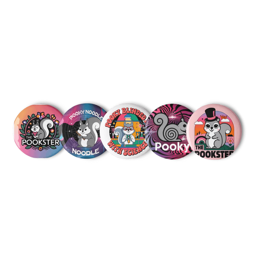 Original Pooky Artwork Buttons: Set of Five -K product image (1)