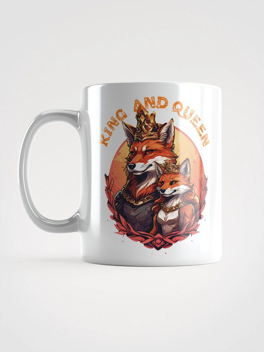 King and Queen White Glossy Mug | Elegant Fox Couple Design| Double-Sided Print | Perfect Gift for Anniversaries and Weddings product image (6)