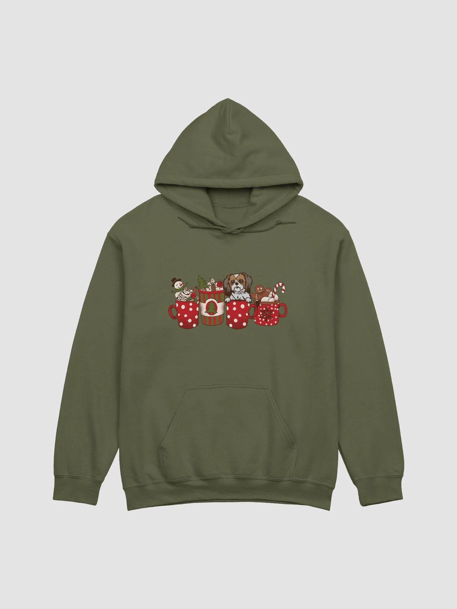 Cute Shih Tzu in a Christmas Cup Hooded Sweatshirt | Funny Christmas Pup in a Cup product image (14)