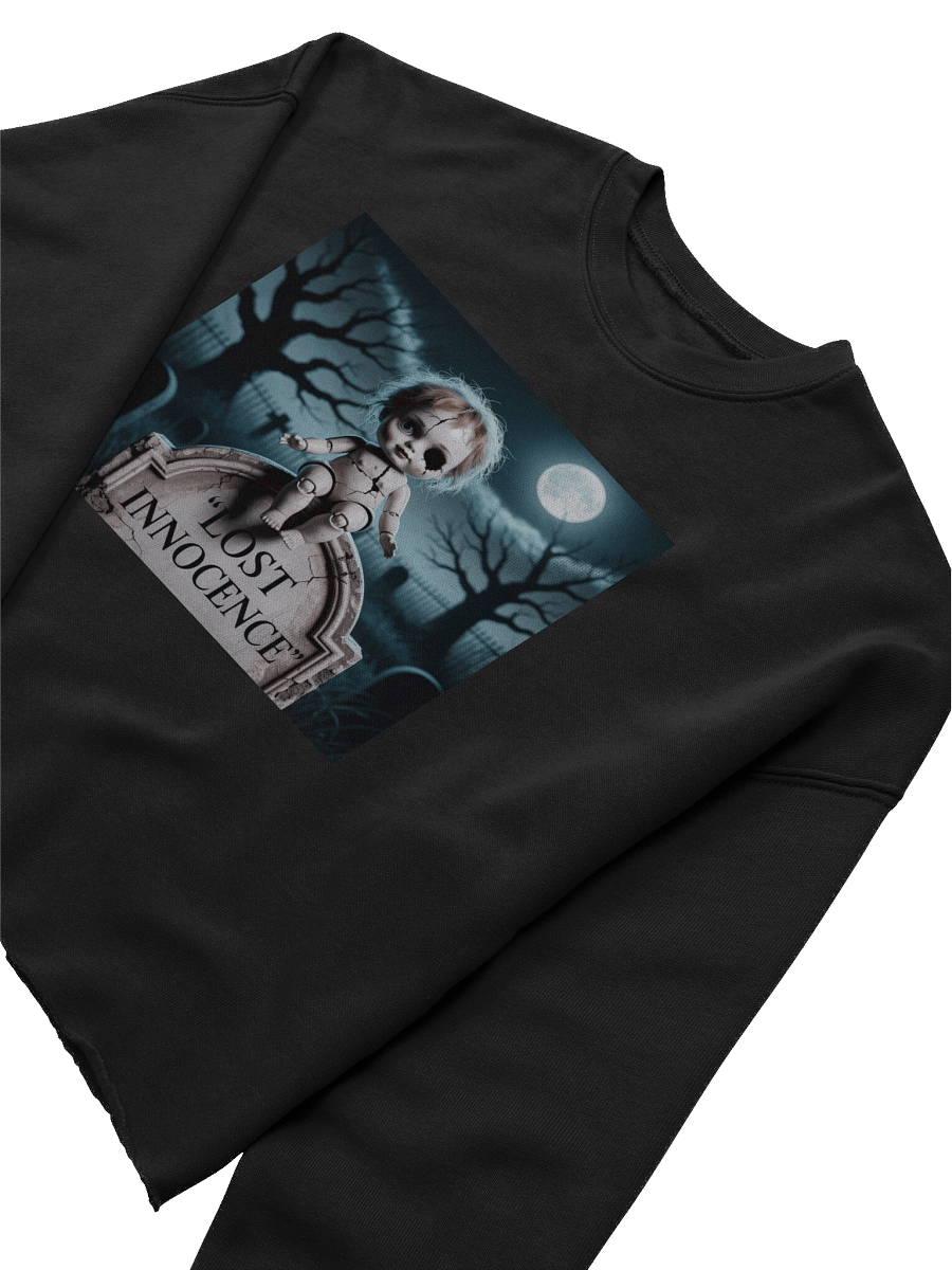 Lost Innocence Women's Fleece Crop Sweatshirt - Black Gothic Design by Midnight Veil Designs product image (5)