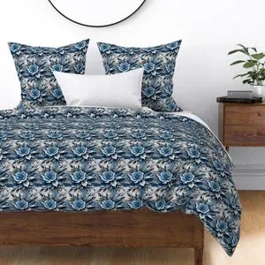 Seamless Pattern - Painted Floral Tile Pattern 3 in Shades of Blue and Gray product image (2)