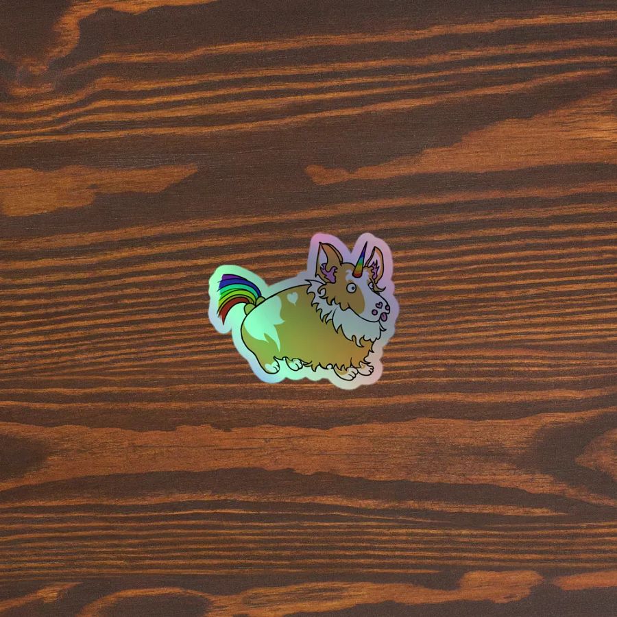 Whimsical Corgi Unicorn Holographic Sticker product image (5)