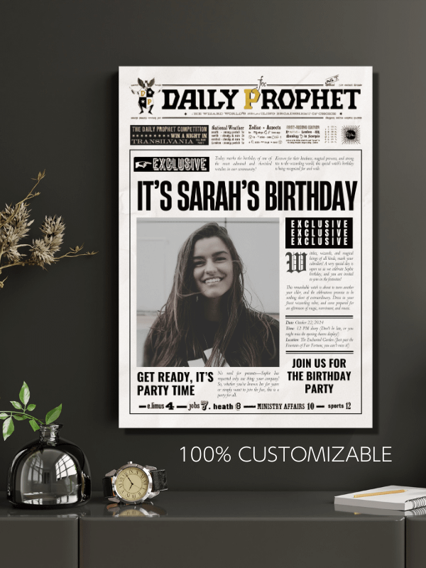 Magical Birthday Party Announcement Newspaper Daily Prophet Template I 100% Customizable product image (6)