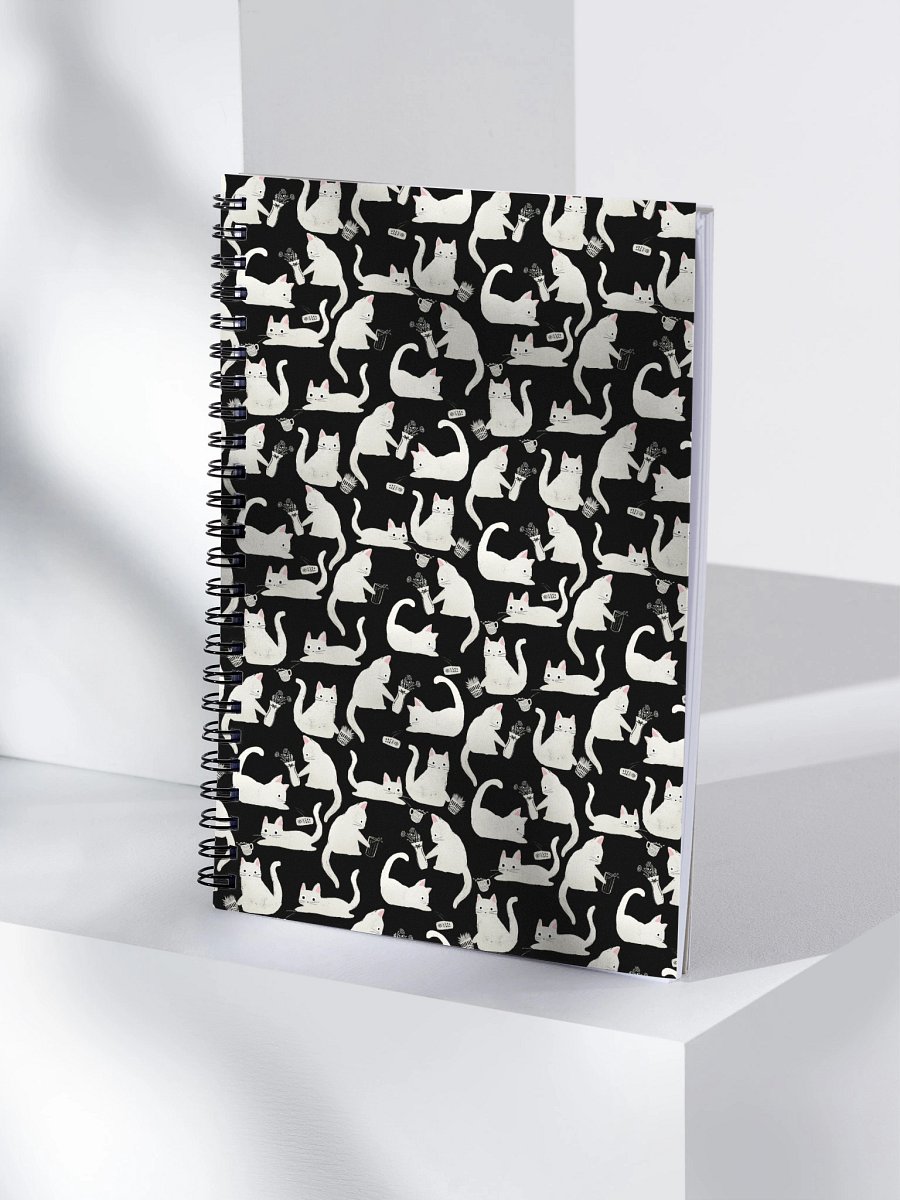 Bad Cats Knocking Stuff Over Pattern Notebook, Black product image (4)