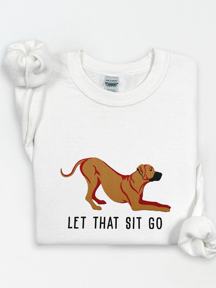 Let That Sit Go Sweatshirt (Embroidered) of a Rhodesian Ridgeback(Tan) product image (1)