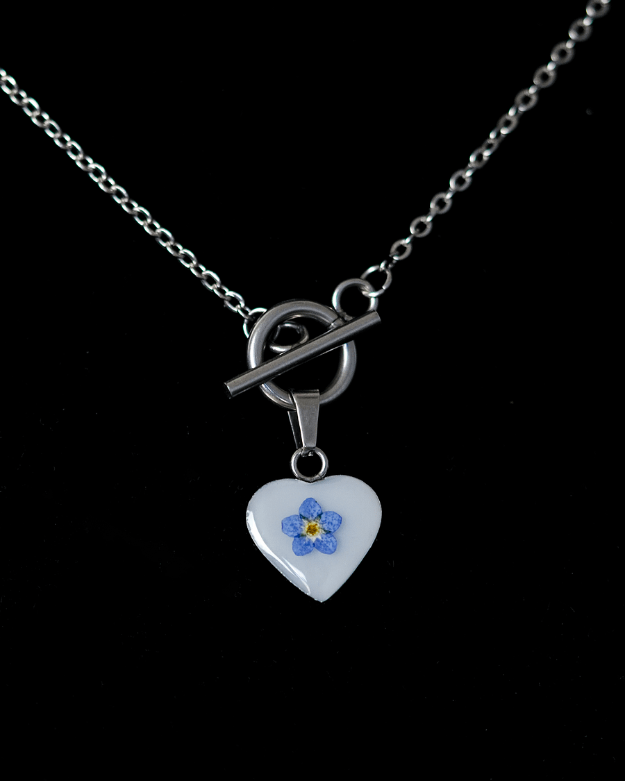 Blue Forget-Me-Not Heart Necklace product image (3)