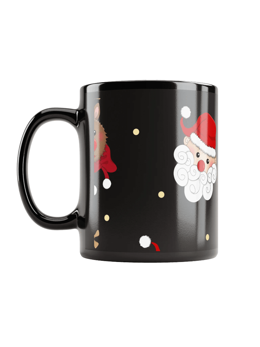 Festive Santa & Reindeer Black Glossy Mug product image (11)