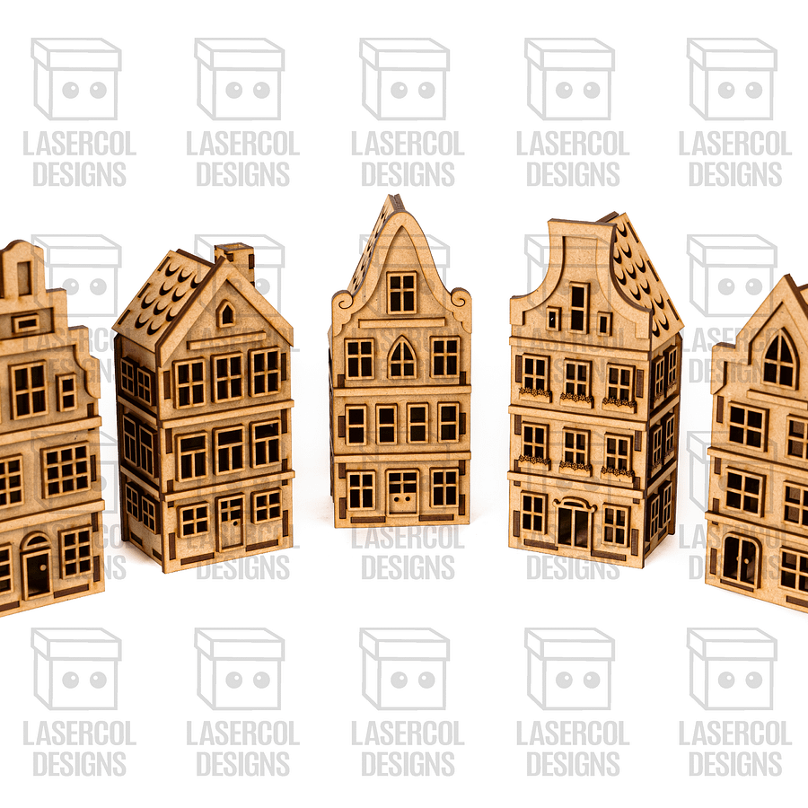 Christmas Houses Set 2 (5 Styles) - Laser Cut Files product image (10)