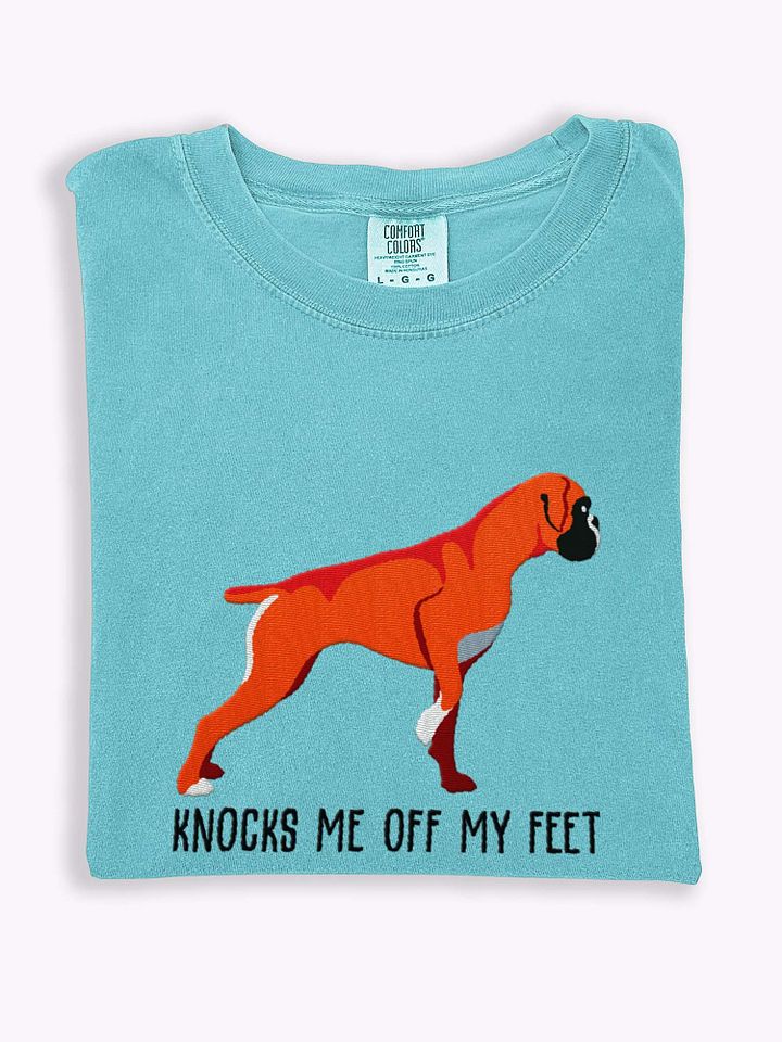 Knocks Me Off My Feet T-Shirt(Embroidered) of a Boxer(Red) product image (1)