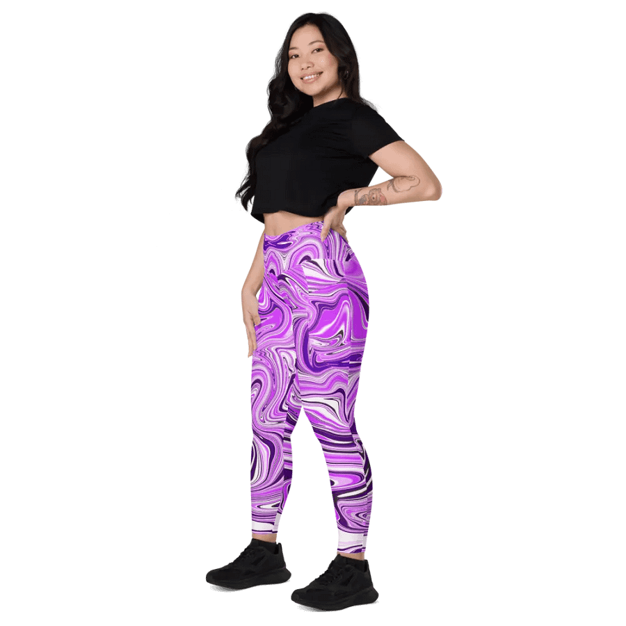 Leggings with Pockets - Purple Digital Fluid Art product image (7)
