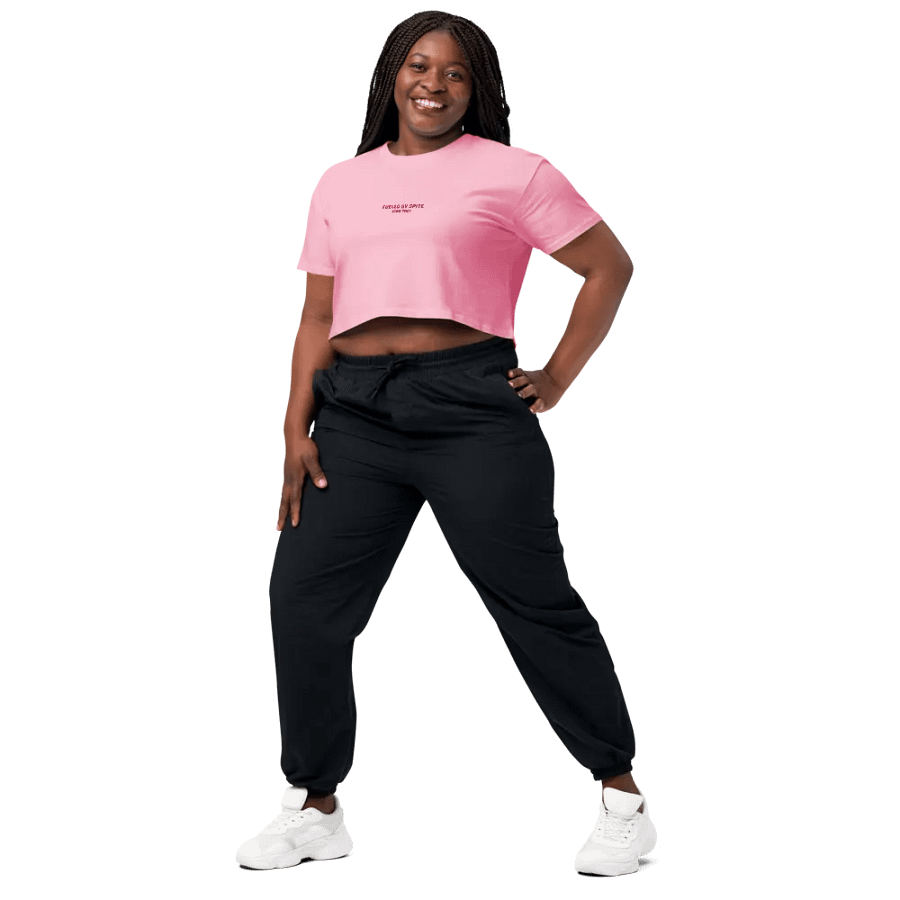 FUELED BY SPITE (pink thread) embroidered cotton crop top product image (5)
