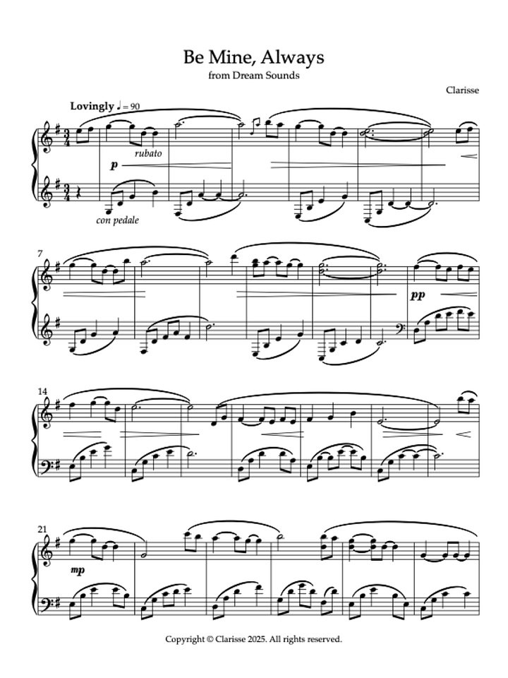 Be Mine, Always - Sheet Music product image (1)