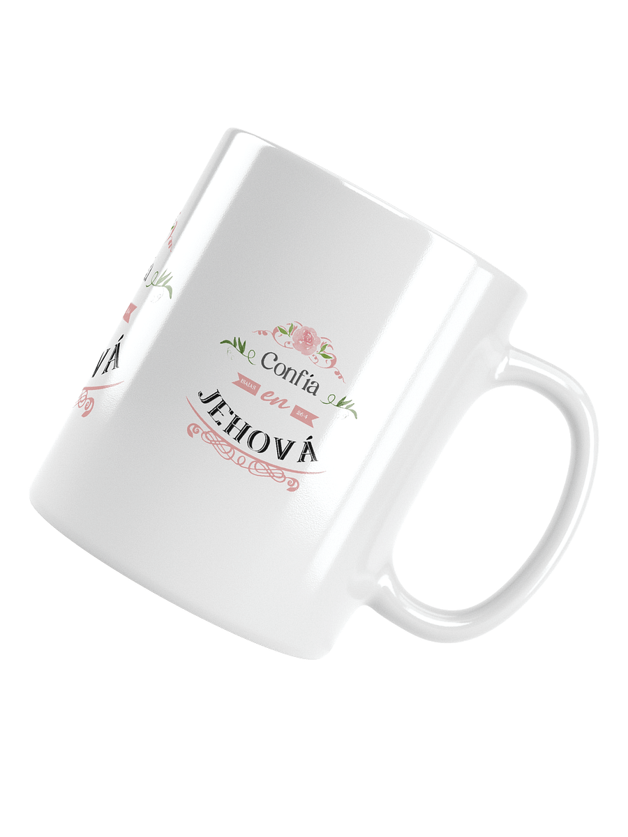Confía en Jehová | Taza Cerámica Brillante con Diseño Floral – Isaías 26:4 product image (6)