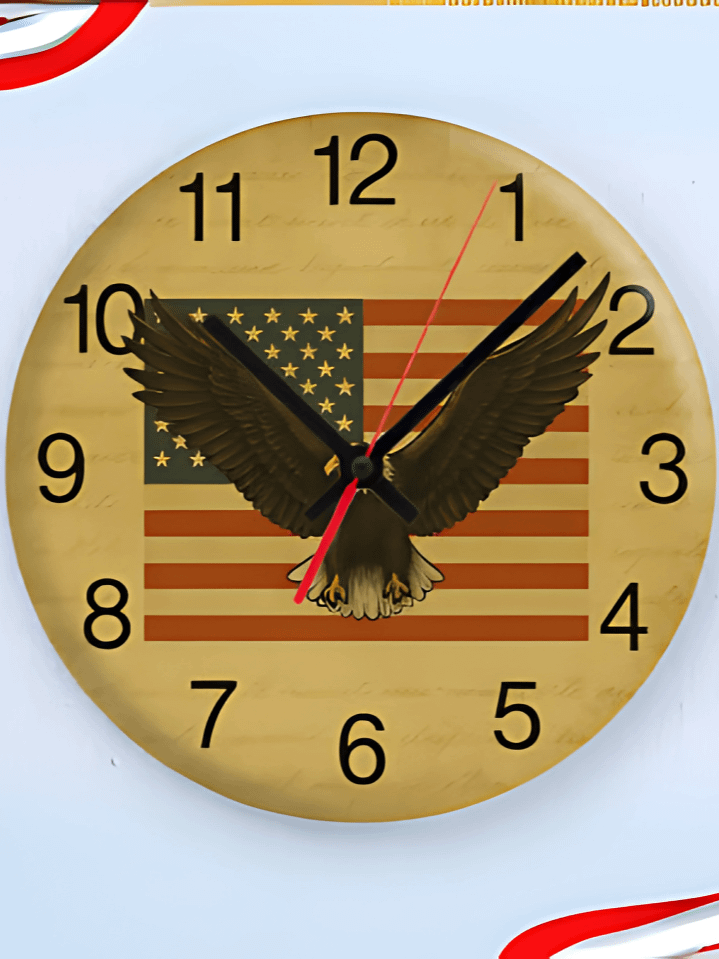 Independence Day Wall Clock PNG – Vintage American Flag Sublimation Design – Patriotic 4th of July Theme – High-Quality 300 DPI Instant Download product image (1)