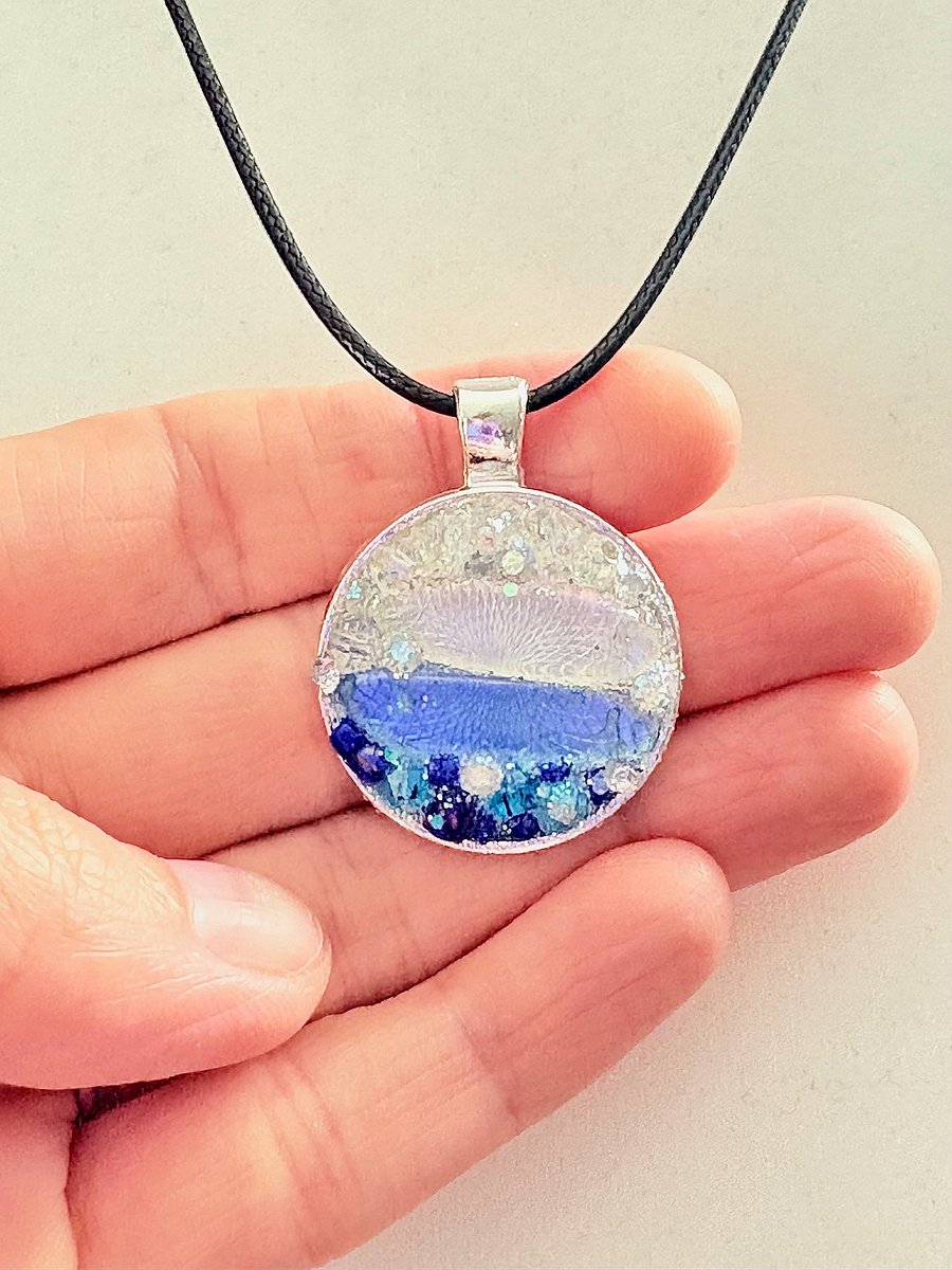 Horizon Sea Glass Pendant Necklace | Handmade Bead & Sea Glass Art | Coastal Charm Jewelry by Monique Faella Designs™ | MFD-00012 product image (2)