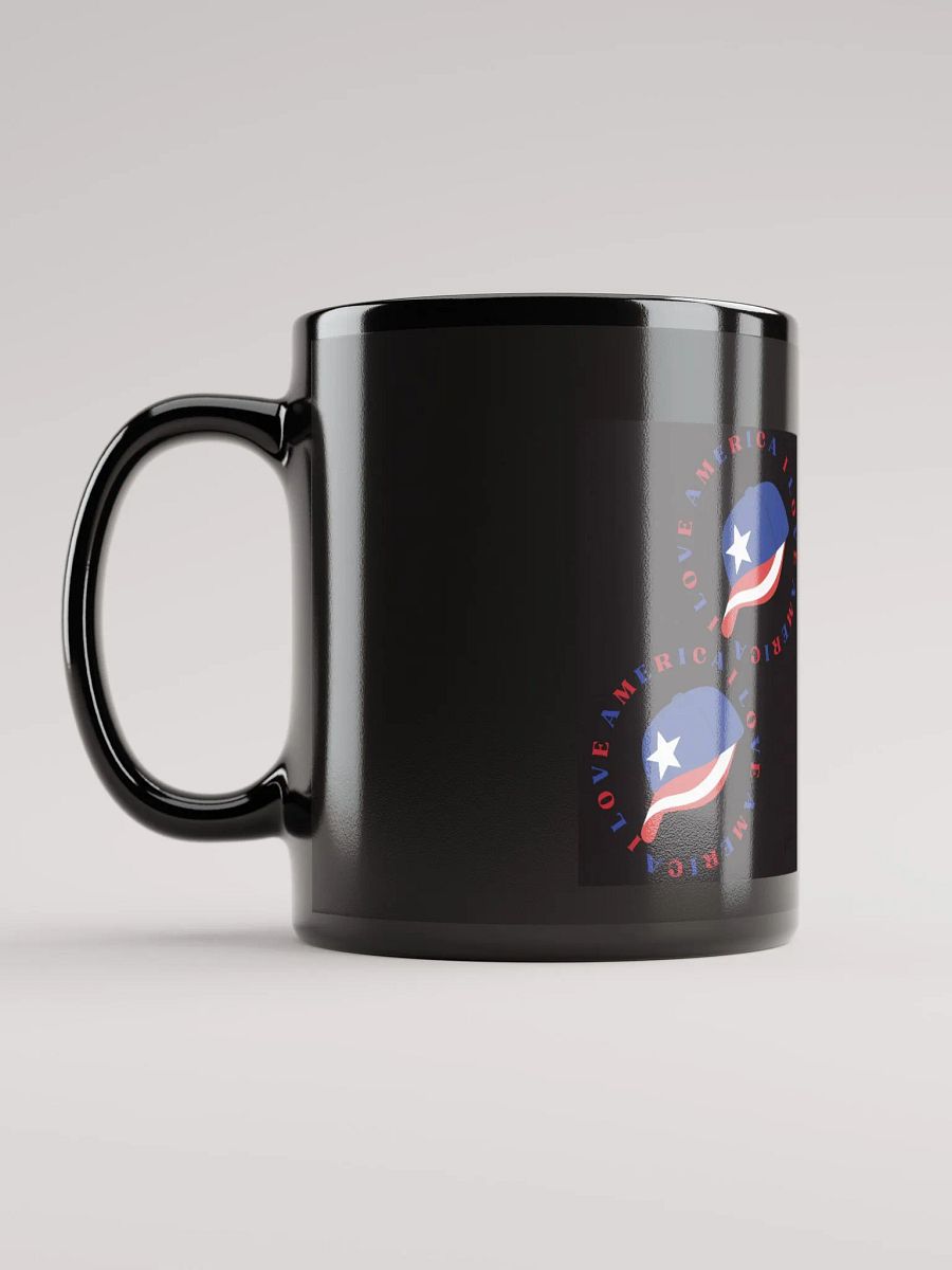 Black coffee glossy mug with a nice design, I LOVE AMERICA. product image (10)