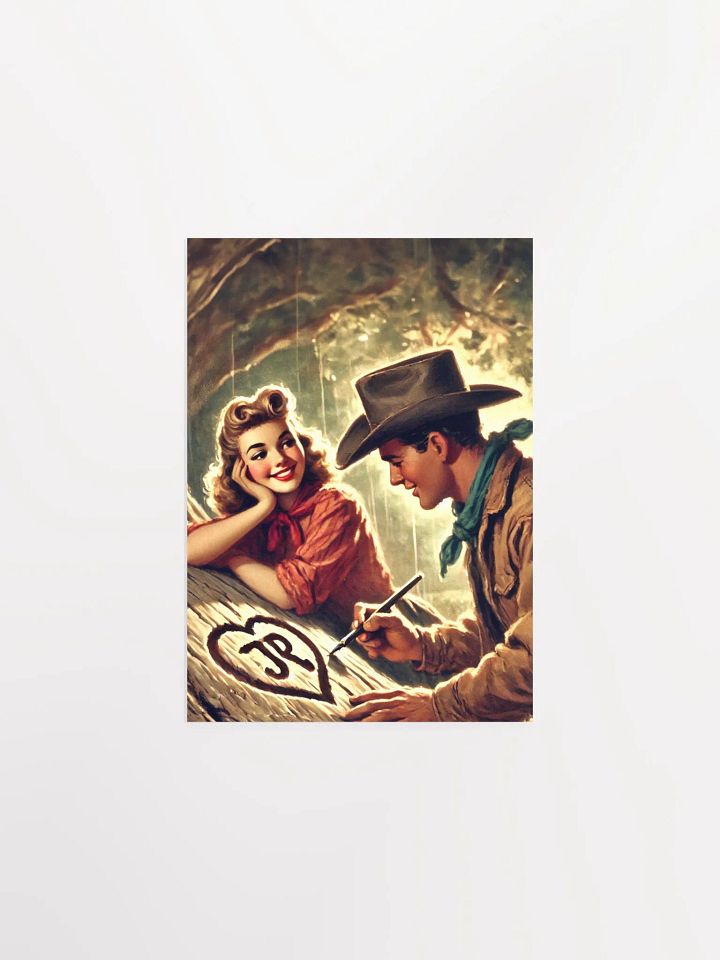 Vintage Style Cowboy Love Carving Premium Prints and Posters product image (6)