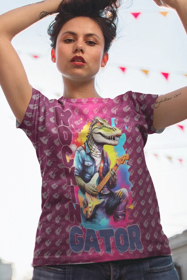Rockin Gator Alligator Playing Guitar All Over Print T-shirt product image (1)