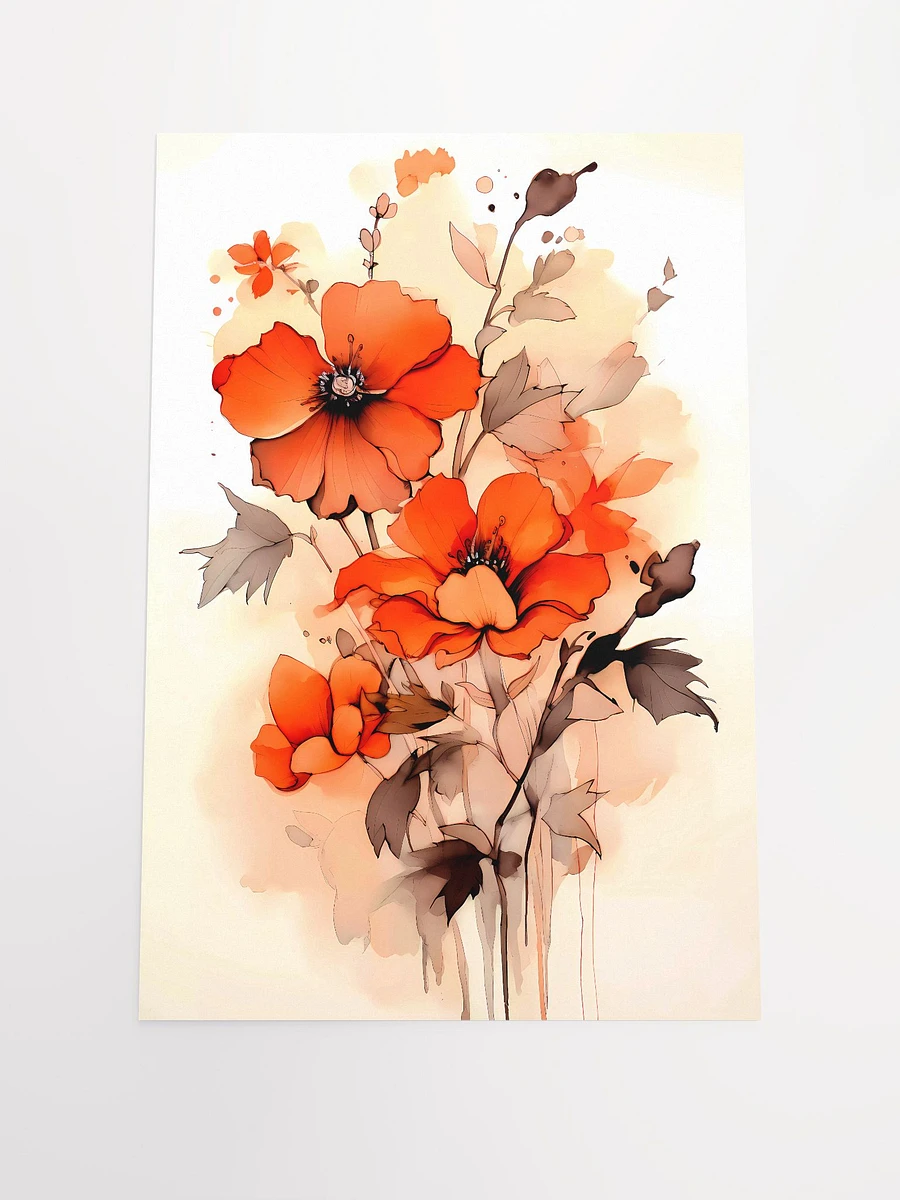 Autumn Whisper: Serene Orange Wildflower Watercolor Print Matte Poster product image (3)