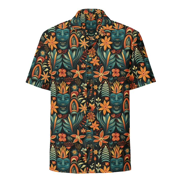 Tribal Floral Tiki Hawaiian Shirt product image (1)