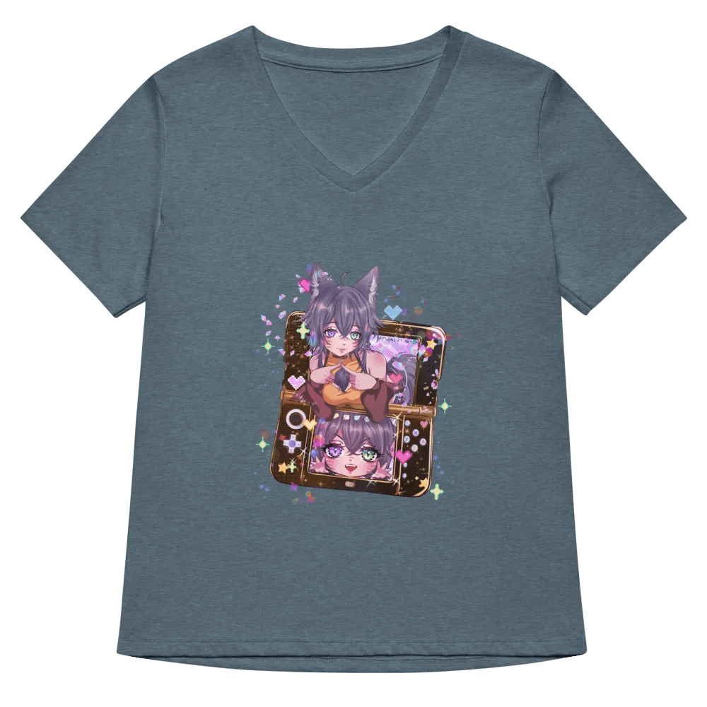 WolfcatRisi Gamer Waifu Women's V-Neck T-shirt product image (6)
