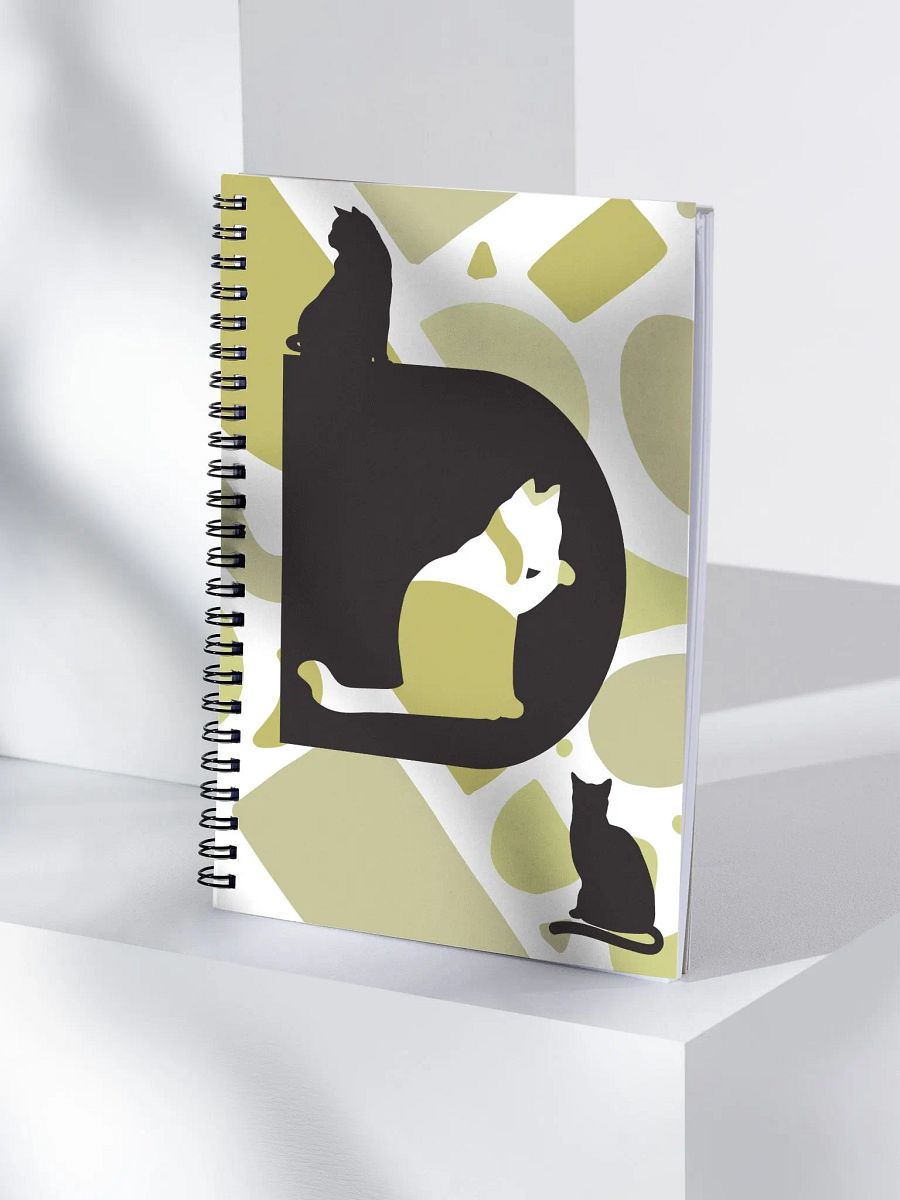 Monogram Letter D Cat Lover Geometric Greens Notebook product image (4)