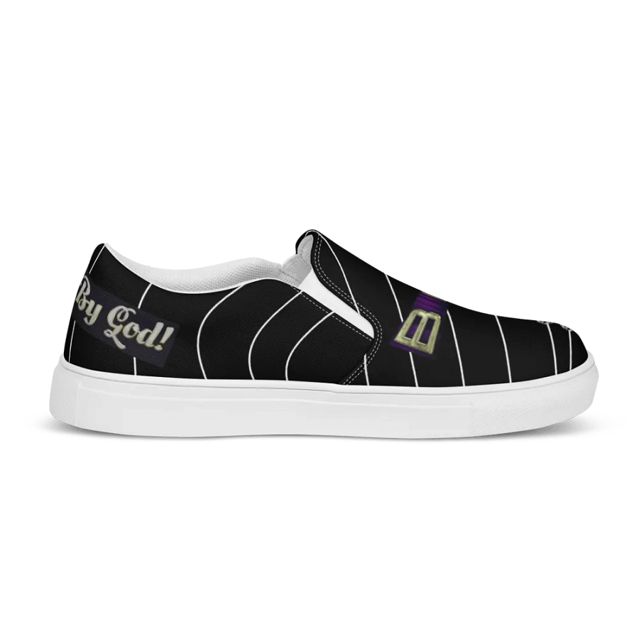 BBG Black Pinstripe Men's Diamond Cross Slip Ons product image (11)