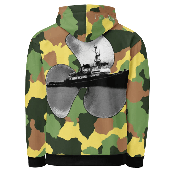 Green Camouflage Three blade prop & Jack tug Hoodie product image (1)